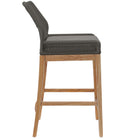 Modway - Wellspring Terrasse extérieure Bois de teck Tabouret de bar - Graphite gris-Coussin de siège amovible