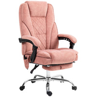 Vinsetto - Fauteuil de bureau massant inclinable à hauteur réglable et repose-pieds - rose-Six points de massage par vibration avec trois modes, trois intensités et une minuterie pour détendre votre corps 