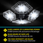 Bell+Howell - Plafonnier ultra-lumineux Quadburst 360 Shop Light Pro-8000 lumens ultra puissant: forte luminosité pour une visibilité nette sur établi, outils, rangements et zones de travail