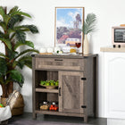 HOMCOM - Buffet vaisselier 30 po L - chêne foncé-Un tiroir pratique, une armoire à porte et 2 étagères ouvertes offrent un rangement compact pour les petits accessoires, ustensiles et assiettes 