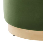 Modway - Tilden Velours rond de performance de 16" Rembourré Ottoman - Moss Green Natural-Capacité de poids : 506 lbs.