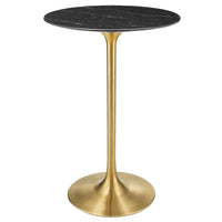 Modway - Lippa Rond de 28 po Faux marbre Bar Table, Or Noir-Table à manger moderne