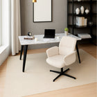 Homy Casa - Chaise de conférence pivotante pour bureau, Tissu beige-Hauteur d’assise réglable de 33,1 à 37,8 po pour un confort personnalisé