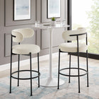Modway - Albie Tissu Boucle Tabourets de bar Ensemble de 2 - Noir ivoire-Base métallique tubulaire