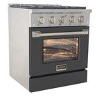 Kucht - 30 po Série KDF Cuisinière Pro Style au gaz propane - Acier inoxydable/Gris ciment-Finition complète en acier inoxydable avec poignée professionnelle et boutons de commande en métal argenté classique pour un look haut de gamme et durable