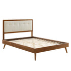 Modway - Willow Bois Lit à plateforme queen avec pieds écartés, Noyer beige-Cadre de lit plateforme Queen