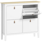 HOMCOM - Armoire à chaussures avec tiroirs basculants au design étroit - blanc-Quatre tiroirs basculants peuvent contenir jusqu'à 12 à 20 paires de chaussures 