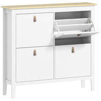 HOMCOM - Armoire à chaussures avec tiroirs basculants au design étroit - blanc-Quatre tiroirs basculants peuvent contenir jusqu'à 12 à 20 paires de chaussures 