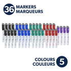 Quartet - Marqueurs effaçables à sec DryGuard, pointe biseautée, couleurs assorties, 36 unités -Capuchon magnétique avec brosse :Ces marqueurs vous permettent d'avoir une brosse à portée de main pour des retouches rapides et de ranger facilement votre marqueur sur n'importe quel tableau magnétique