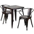 Flash Furniture – Ensemble avec table et 2 sièges à bras ajourés, int/ext, métal noir/or patiné (CH31330270BQ)-Noir, or patiné/métal, caoutchouc