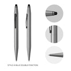 Cross - Stylo à bille double fonction Tech2 avec stylet, laque métallique avec noir brillant - Gris titane-Une action pivotante rapide engage l’extrémité à bille