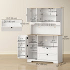 HOMCOM - Armoire de cuisine garde-manger 64 po avec 3 compartiments et 2 tiroirs - blanc-Deux trous pour câbles permettent de garder les fils organisés 