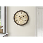 Monarch Specialties - Horloge - 20 po Rond - Horloge Murale - Brun Antique - Transitionnel-Cette horloge analogique présente des chiffres romains faciles à lire sur fond de carte du vieux monde pour une touche décorative