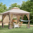 Outsunny - Pavillon de patio 10 pi l x 10 pi L - auvent de jardin extérieur pour événements et fêtes-Le toit résistant aux UV et à l’eau bloque la plupart des éléments nocifs et la pluie légère