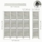 HOMCOM - Paravent autoportant 4 panneaux avec étagère de présentation pour bureau à domicile - blanc vieilli-Conception pliable avec 4 panneaux, facile à déplacer et à ranger 
