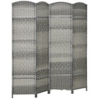 HOMCOM - Séparateur de pièce autoportant 4 panneaux tressé à la main pour bureau à domicile ou chambre - gris mélangé-Conception pliable à 4 panneaux avec 9 charnières en métal pour un rangement facile  

