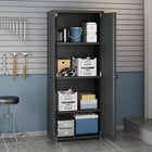 Manhattan Comfort - Armoire de garage moderne Fortress 77 cm (30,3 po) - gris charbon-Poignée encastrée en métal