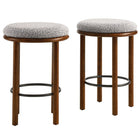 Modway - Fable Tissu Boucle Tabourets de comptoir - Noyer taupe - Ensemble de 2-Tabourets de comptoir de 26 pouces - Ensemble de 2