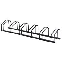 HOMCOM - Support de stationnement au sol pour 6 vélos, usage intérieur et extérieur - noir-Fabriqué en acier robuste pour une durabilité à long terme