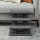 PawHut - Escalier pour animaux à 3 marches recouvert de tapis - gris foncé-Couleur : gris foncé 
