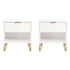 Manhattan Comfort - DUMBO Table de nuit moderne 1 tiroir 20,07" - Blanc - Lot de 2-Moderne-contemporain avec une touche de glamour - Table de nuit pour chambre et salon, lot de 2