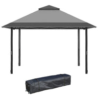 Outsunny - Tente auvent de réception d'extérieur pliante 13 pi l x 13 pi L avec aération sur le toit - Gris-La tente à auvent pop-up de grande taille peut accueillir confortablement un groupe moyen de personnes