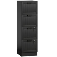HOMCOM - Caisson à 4 tiroirs pour documents format lettre/A4 avec serrure - noir-Quatre tiroirs à dossiers minimisent l'encombrement du bureau 
