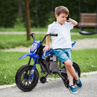 Qaba - Moto tout-terrain pour enfants 12V avec accélérateur à poignée tournante, roues d'entraînement, musique, pour tout-petits 3-6 ans - bleu-Deux moteurs 12V offrent une puissance de conduite élevée 