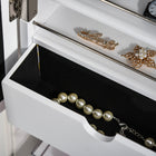 HOMCOM - Armoire à bijaux miroir - 12,5 po L x 5,3 po l x 51,2 po H - blanc-Grand espace de rangement avec crochets pour boucles d’oreilles et colliers, 1 sac en plastique et plusieurs étagères de rangement 