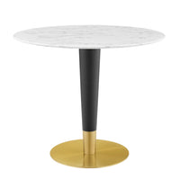 Modway - Zinque 36 po Marbre artificiel Table à manger, Or Blanc-Table à manger moderne