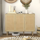 HOMCOM - Buffet boho 46,9 po L - chêne-Les portes en rotin rehaussent le style intérieur avec une touche bohème 