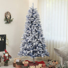 HOMCOM - Arbre de Noël artificiel de 7 pi avec branches floquées de neige-Les branches ignifuges améliorent la sécurité pendant la période des fêtes 