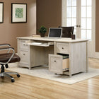Sauder 65"W La Collection Edge Water Bureau Ministre - Finition Chalked Chestnut-Grand tiroir/plateau pour clavier et souris avec glissières métalliques et butées de sécurité doté d'un panneau rabattable