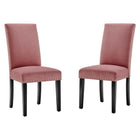 Modway - Parcel Performance Velvet Fauteuils d’accompagnement à manger Ensemble de 2 - Rose poussiéreuse-Chaise d’accent moderne