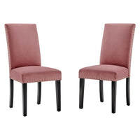 Modway - Parcel Performance Velvet Fauteuils d’accompagnement à manger Ensemble de 2 - Rose poussiéreuse-Chaise d’accent moderne