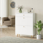 HOMCOM - Armoire à chaussures avec 2 tiroirs basculants pour 12 paires - blanc-Deux tiroirs basculants pouvant contenir jusqu’à 12 paires de chaussures 