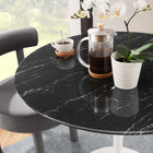 Modway - Lippa Rond de 36 po Faux marbre Table à manger, Blanc Noir-Sièges 2