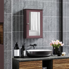 Kleankin - Armoire de salle de bain murale avec miroir et étagères - brun foncé-Butée de porte magnétique, empêchant les objets de tomber 