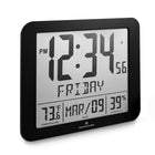 Marathon – Horloge murale atomique avec température intérieure/extérieure, noir (CL030027FD-BK)-Comprend un grand écran de 2 po de haut, facile à lire