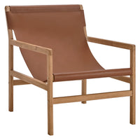 Modway - Sonora Cuir Fauteuil à bandoulière - Chestnut Tan-Cadre en bois de teck
