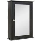 Kleankin - Armoire de salle de bain murale avec miroir et étagères - noir-Conception murale, maximise l’espace mural 