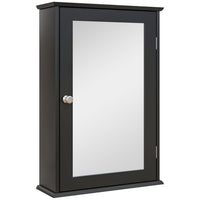 Kleankin - Armoire de salle de bain murale avec miroir et étagères - noir-Conception murale, maximise l’espace mural 