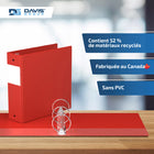 Davis Group Super économie, Reliure à anneaux ronds 3 po, paquet de 6 – Rouge-Polypropylène sans PVC