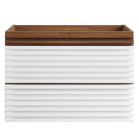 Modway - Render Fixation murale de 30" Armoire de toilette de salle de bain (lavabo non inclus) - Noyer blanc-Vanité moderne du milieu du siècle