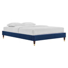 Modway - Harlow Performance Velvet Cadre complet de plate-forme, Marine-Velours de performance résistant aux taches