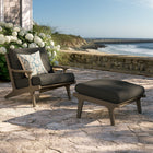 Modway - Saratoga Terrasse extérieure Bois de teck Chaise et ensemble ottoman, Gris silex-Conception à lattes