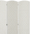 HOMCOM - Cloison de séparation autoportante à 3 panneaux tissée à la main pour bureau à domicile - blanc-Matériaux : bois de peuplier, papier osier tissé 
