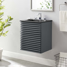 Modway - Render Fixation murale de 18" Vanette de salle de bain - Gris Noir-Coiffeuse à grains de noyer