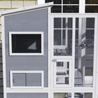 PawHut - Enclos extérieur pour chats 76 po Catio pour 2-3 chats d’intérieur gris-Toit en asphalte imperméable et bois de sapin résistant aux intempéries avec revêtement protecteur 