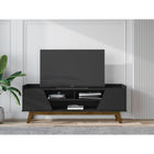 Manhattan Comfort - Meuble TV Marcus 62,99 po style Mid-Century Modern - Noir Mat-Recommandé pour un téléviseur de 65 pouces
